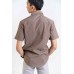 Men Collar Button Lattice Blouse